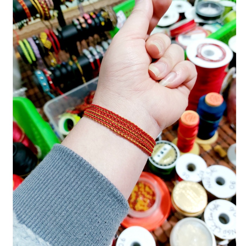 Vòng Chỉ Đỏ Vàng Kim Cuốn 5 Vòng Cổ Tay ( Thông báo size cổ tay )