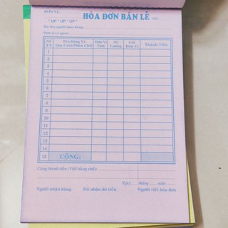 1 CUỐN HOÁ ĐƠN BÁN LẺ HAI LIÊN [1 CUỐN/ 58 TỜ BAO GỒM LIÊN 1 VÀ LIÊN 2]