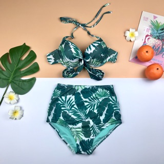 Bikini cặp đi biển lá cọ nâng ngực