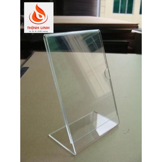 Bảng quét mã QR, QR code, Bảng Menu để bàn 2 mặt mica trong suốt cao cấp,Kệ menu mica A5 chữ L