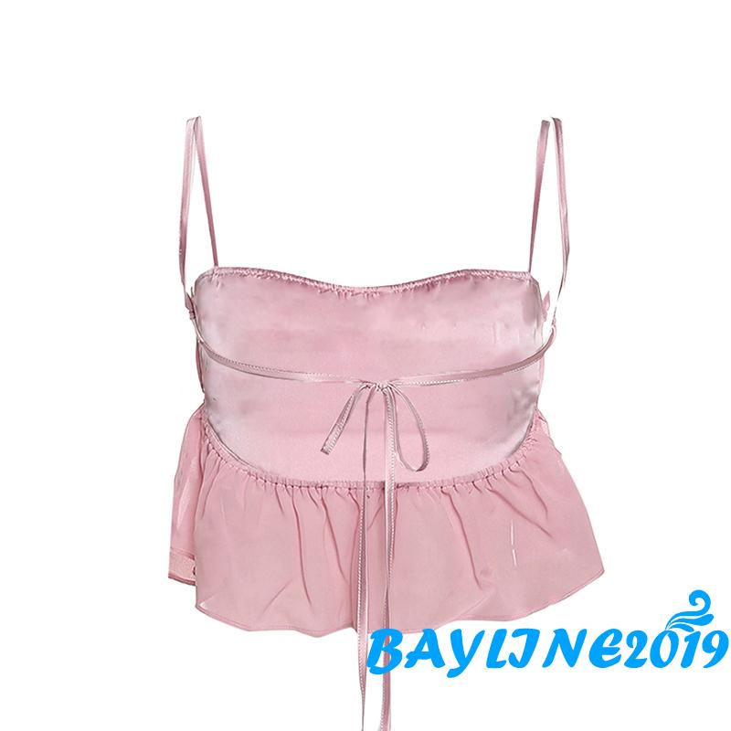 Áo Peplum Hai Dây Dáng Ôm Hở Lưng Màu Trơn Màu Sắc Thời Trang Cho Nữ