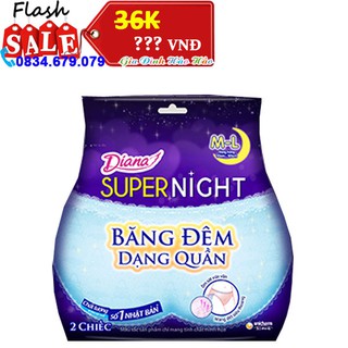 BVS DIANA SUPER NIGHT BĂNG ĐÊM DẠNG QUẦN - GÓI 2 MIẾNG - SIZE M-L