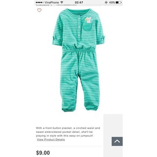 Jumpsuit Carters bé gái