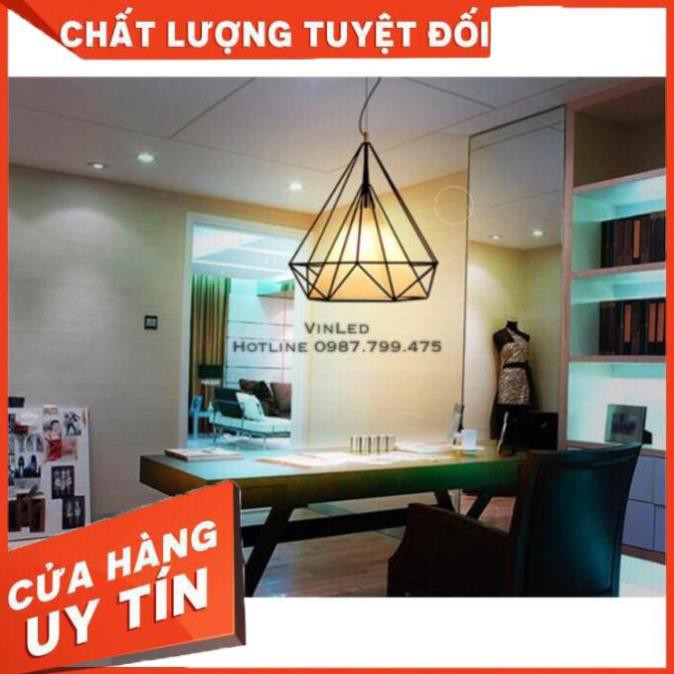 [Giá Rẻ - Uy Tín]  Đèn thả đơn kim cương khung sắt tĩnh điện kèm bóng led phi 250 + Video hướng dẫn lắp đặt DT6527