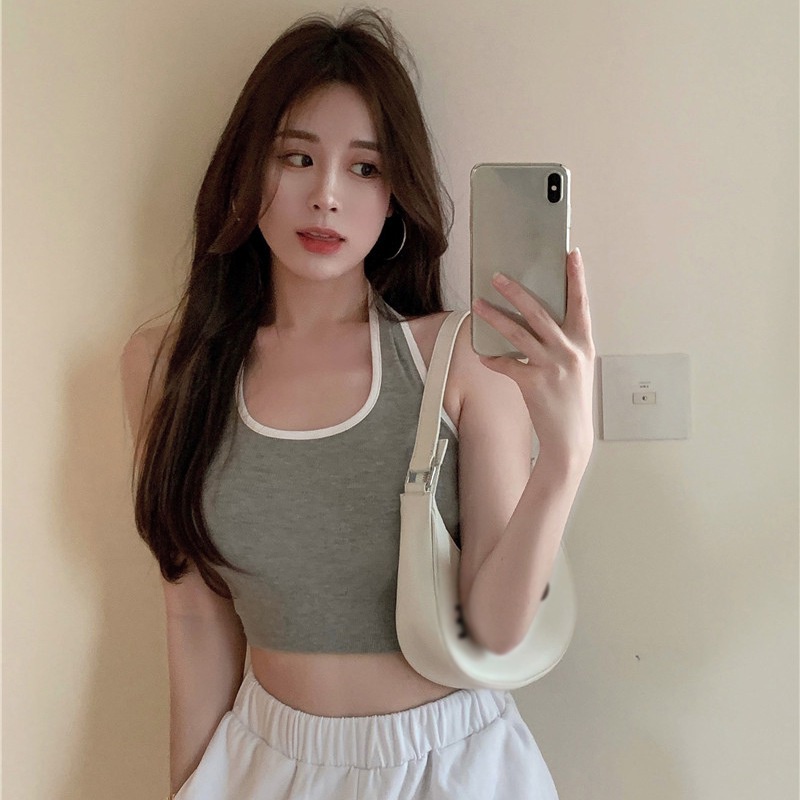 Áo Thể Thao Không Tay Hở Vai Cổ Yếm Ôm Dáng Thời Trang Mùa Hè Cho Nữ