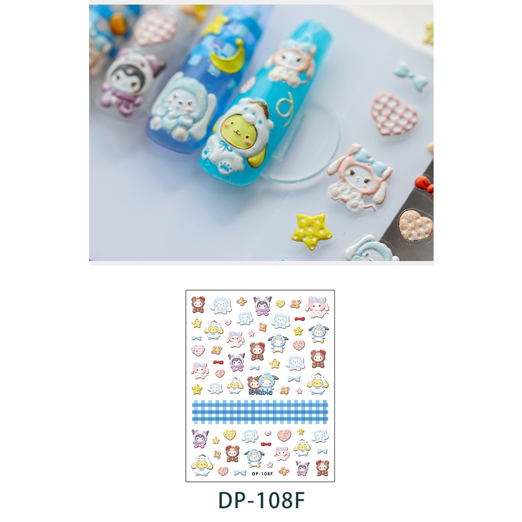 Sticker Dán Móng Tay Hình Mèo Kitty Kuromi Hello Kitty