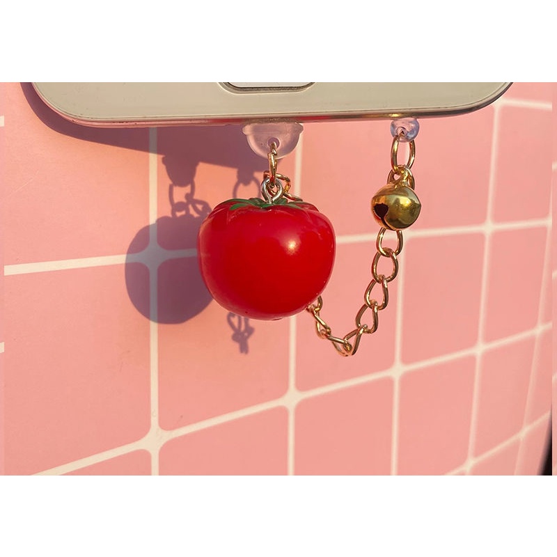 Nút Bịt Chống Bụi Chống Bụi Gắn Ổ Cắm Điện Thoại Di Động Hình Quả Dâu Tây / Cà Chua Phong Cách Nhật Bản