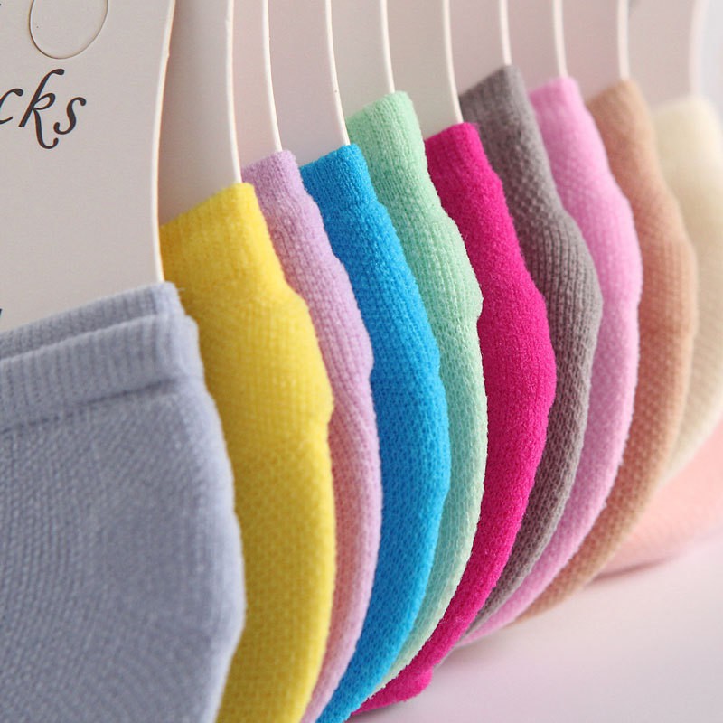 freeship Tất Vớ Hài Lười Pastel Mang Giày Búp Bê - Vớ Lười Nữ Cotton Trơn Có Đệm Silicon Chống Đau Gót Chân