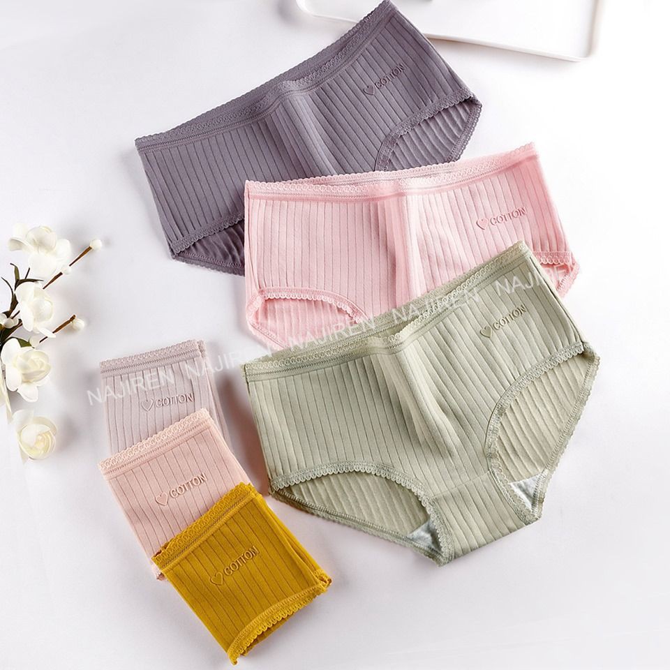 Quần Lót Nữ Cotton Gân Tăm Kháng khuẩn, Quần Chíp Nữ Dễ Thương Mềm Mịn Cottony QL03
