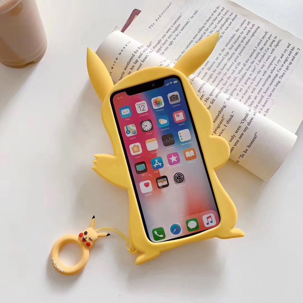 Cute 3D pikachu cartoon case for Iphone 6 6s plus 7 plus 8 plus x xs max xr 11 pro max silicone protective cover