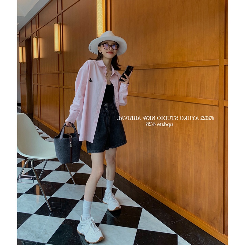 NRVP Áo Sơ Mi Dáng Rộng Thời Trang Hàn Quốc Cá Tính Cho Nữ
