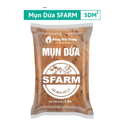 Mụn dừa Sfarm đã qua xử lý dùng trồng rau, hoa, phối trộn đất trồng cây - bao 5dm3 ~ 1KG