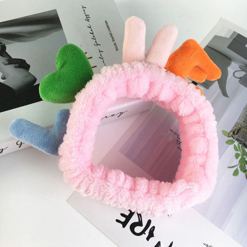 Băng Đô Cài Tóc Co Giãn Đính Chữ Love 3D Nhồi Bông Dễ Thương Dành Cho Nữ Rửa Mặt / Rửa