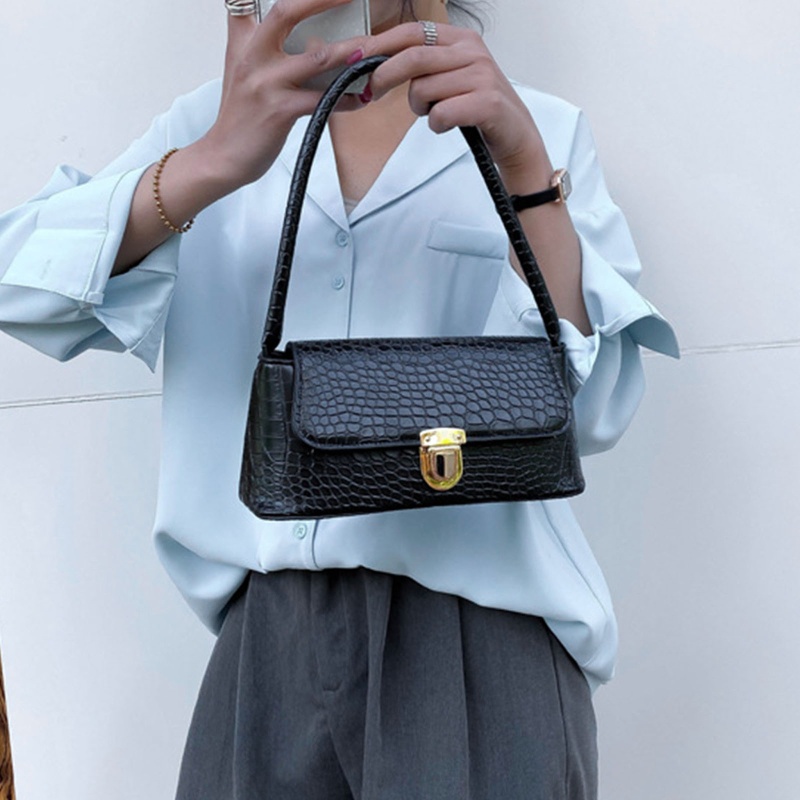 Seng Túi Xách Da PU Màu Trơn Họa Tiết Vân Đá Phong Cách Retro Thời Trang Cho Nữ