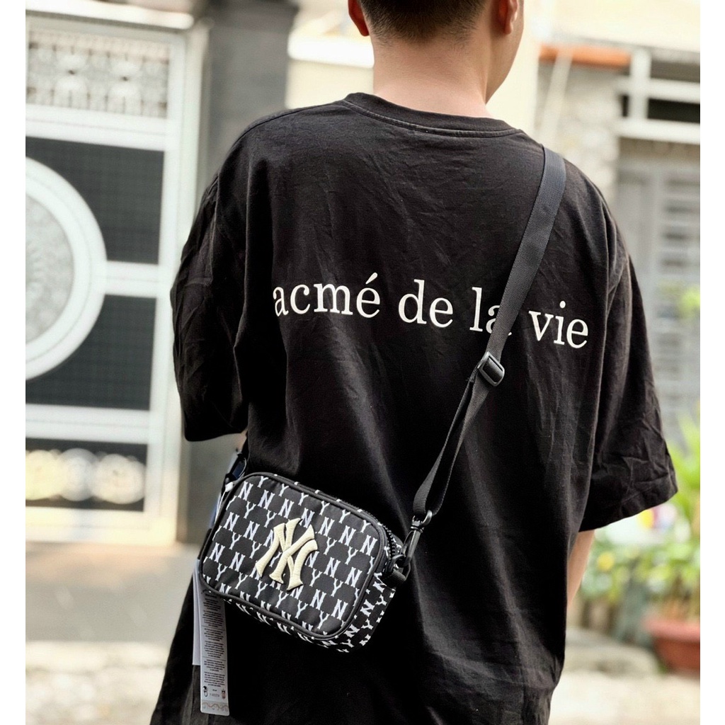 [ NGHIỆN TÚI GIÁ GỐC Kèm Video SP ] Túi đeo chéo MLB NY Mini Monogram Bag Black | HÀNG XUẤT DƯ XỊN 100%