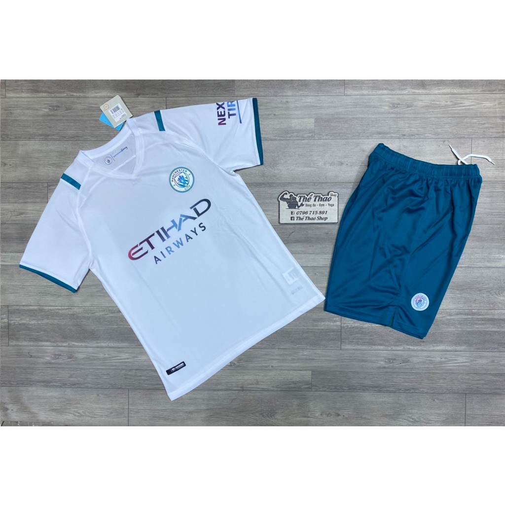 [SUPER THÁI] Bộ quần áo bóng đá nam nữ CLB MC trắng - vải mè Thái cao cấp giải 2021-2022 (40-85kg)