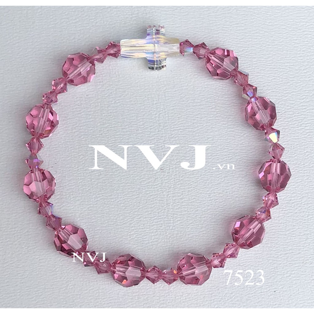 Vòng tay chuỗi mân côi pha lê Swarovski 10 hạt tròn 5000 8ly cao cấp chính hãng