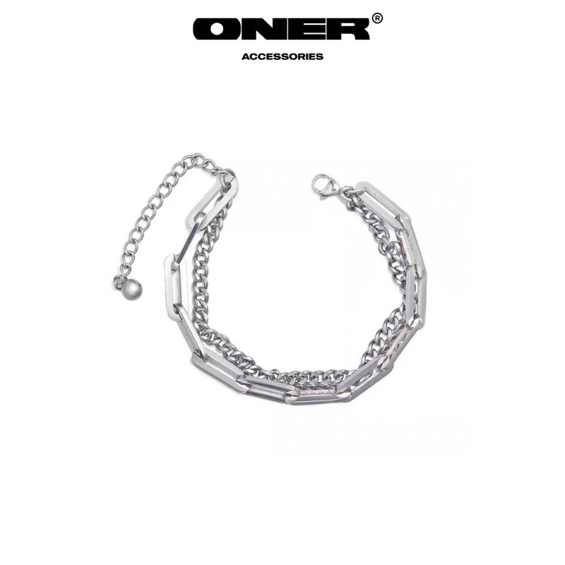 Vòng tay ONER Thép Titan ( không gỉ ) "Double Chain Bracelet" ( Bảo Hành Thép 1 Tháng )