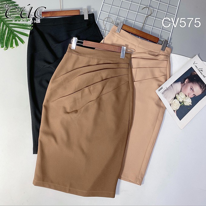 Chân váy bút chì công sở cao cấp dáng dài Cúc Fashion CV575 đầm 4 ly