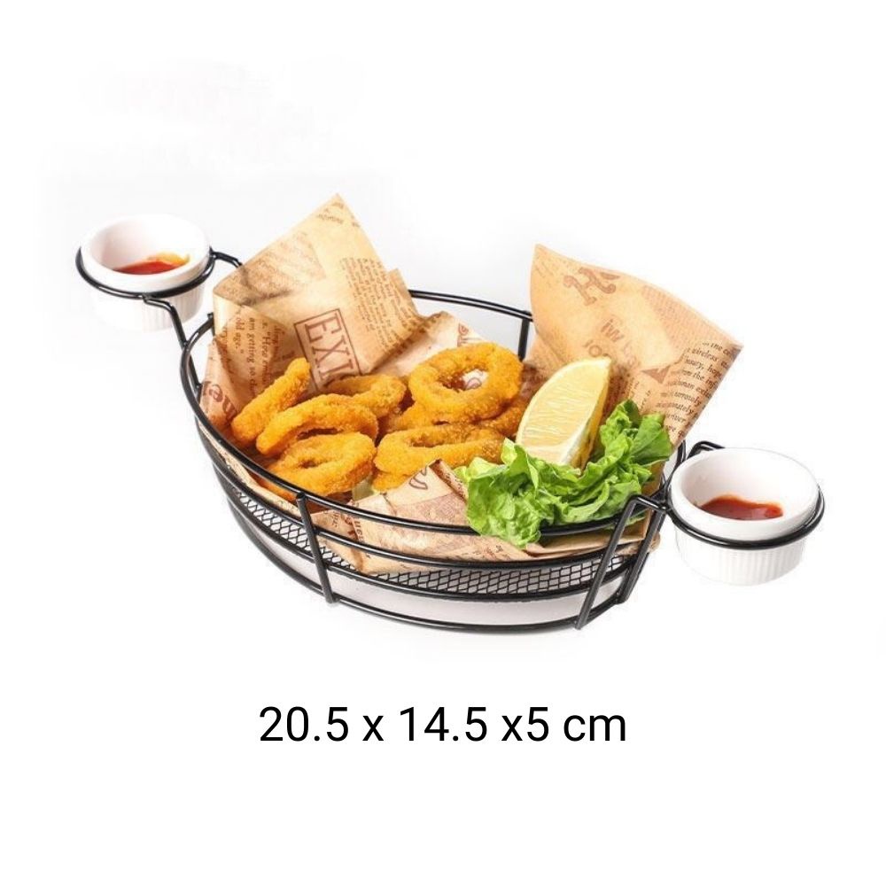 Giỏ đựng đồ chiên rán decor,  khay đựng đồ chiên rán Decor thép không gỉ