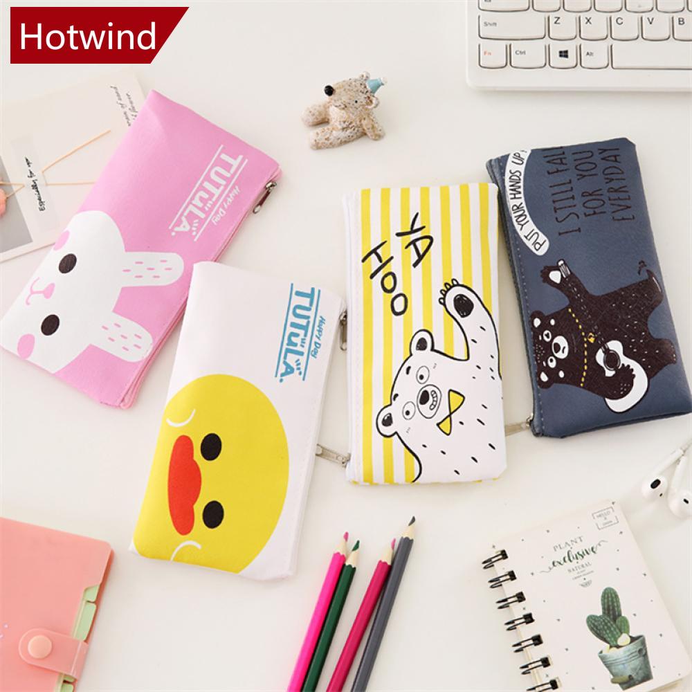 Túi Đựng Bút Bằng PU Mềm Hình Động Vật Hoạt Hình Dễ Thương Kích Thước Nhỏ Gọn Cho Bé Trai Và Gái P7X6