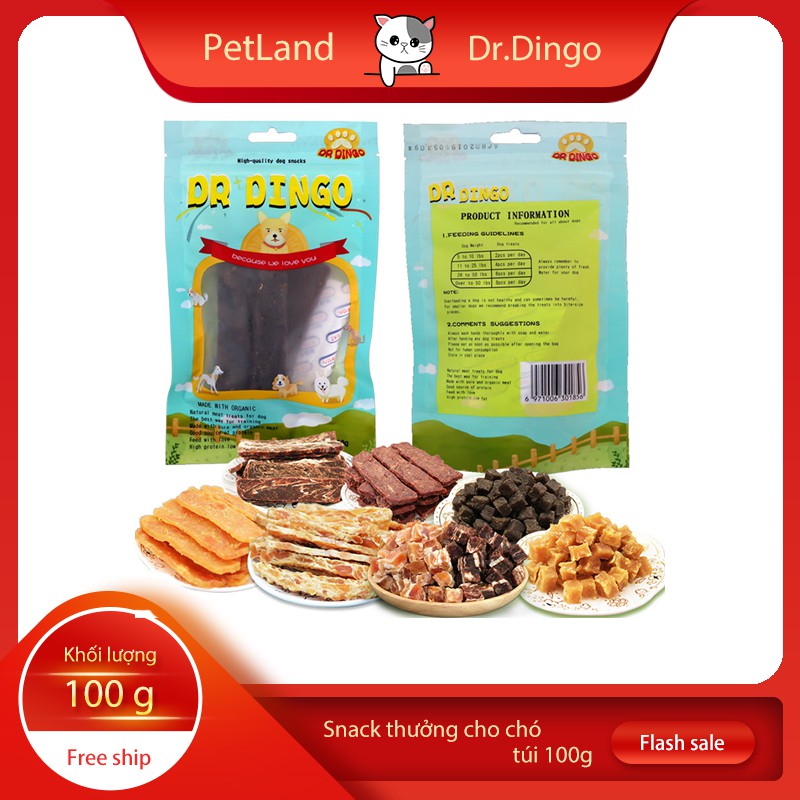 Bánh thưởng cho chó Dr.Dingo (Nhiều loại) (100gr/túi) Đồ ăn cho chó mèo thú cưng