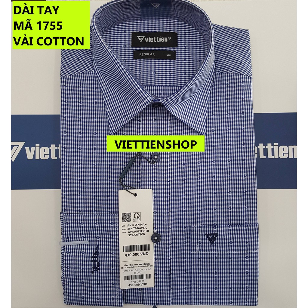 (1755 CRL) ÁO SƠ MI VIỆT TIẾN DÀI TAY CA RÔ
