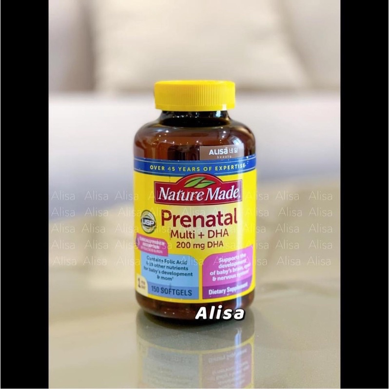 Vitamin bà bầu Prenatal + DHA 200mg Nature Made 150v của Mỹ - ALISA