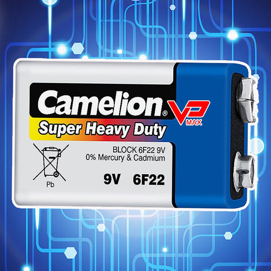Pin khối 9V 9V Camelion dùng cho Micro không dây, máy báo khói, đèn LED, đèn pin, quạt điện mini, đồ chơi trẻ em