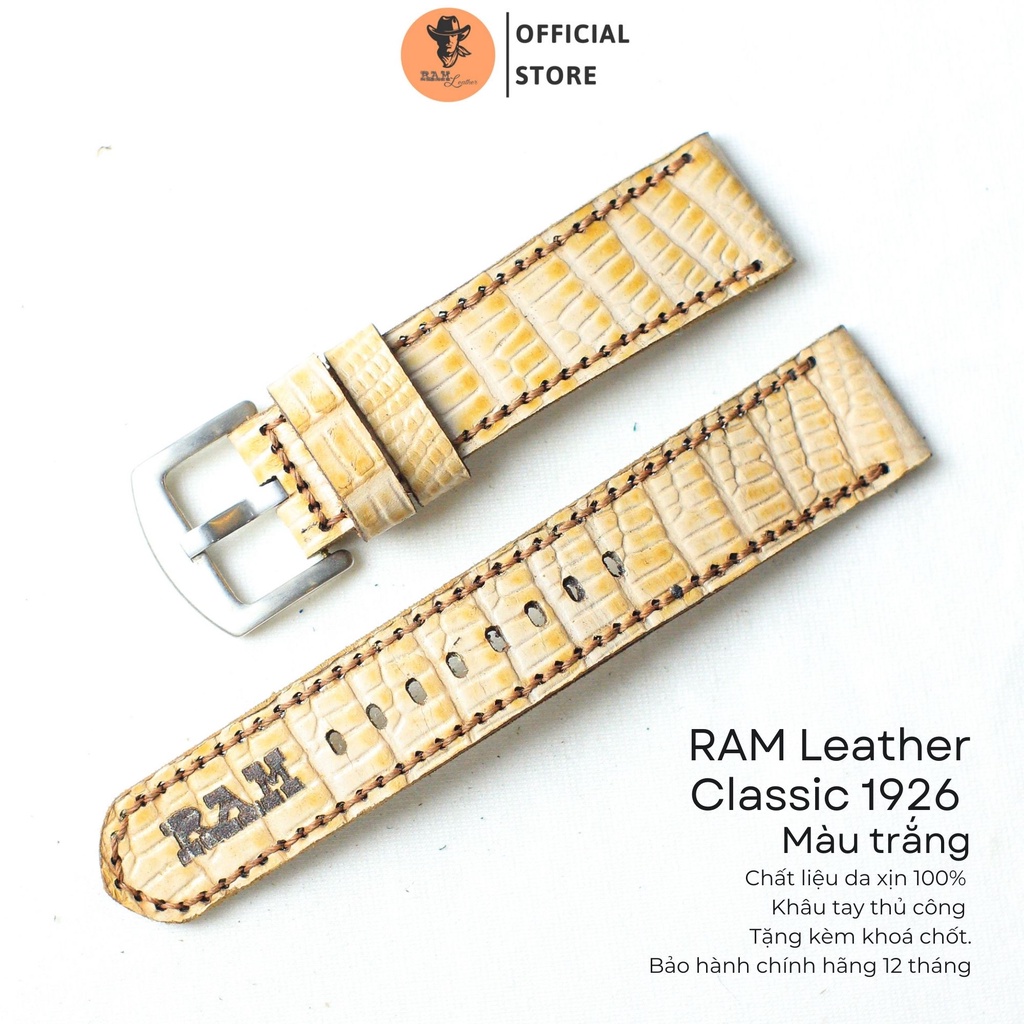 Dây đồng hồ Apple Watch Da Bò RAM Leather 1926 Da Bò Thật Vân Kỳ Đà Bền Đẹp