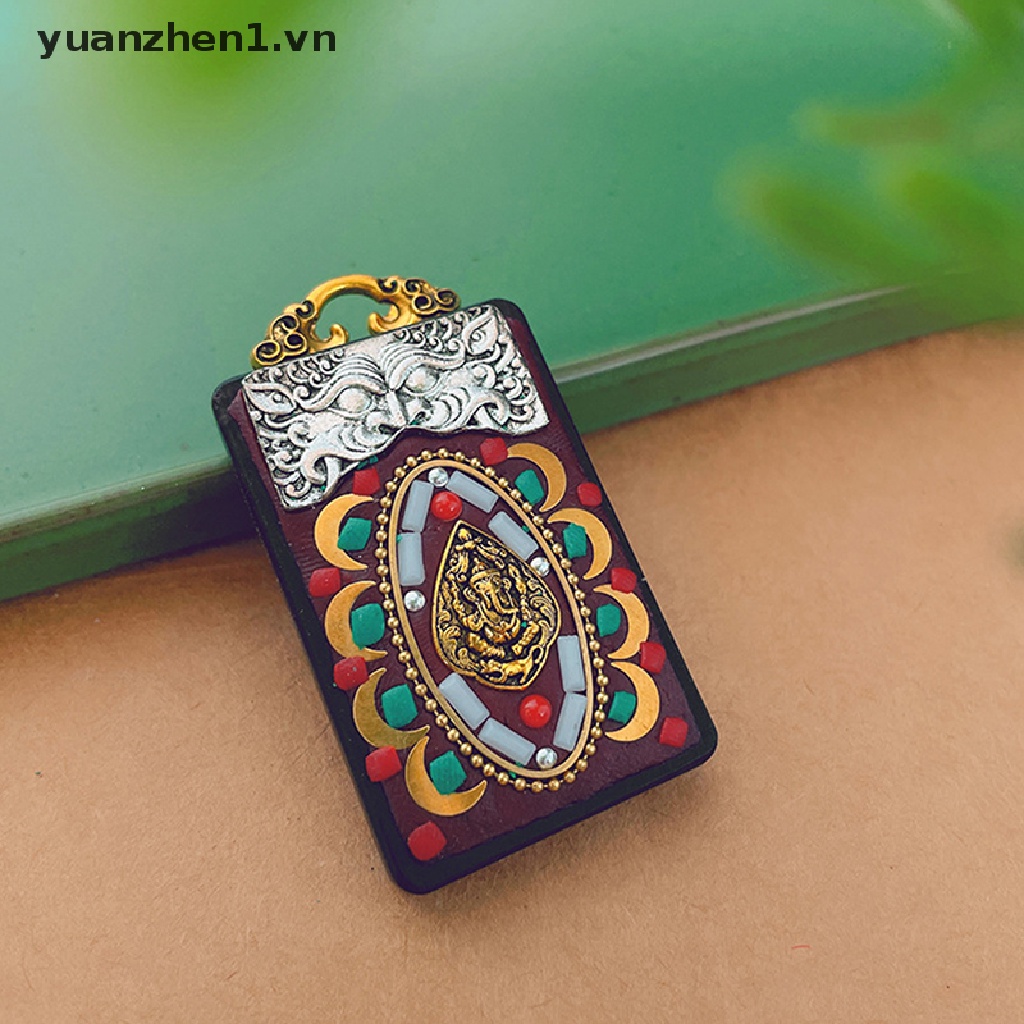 Vòng cổ Mặt Hình Tượng Phật Nepal Thangka Bằng Gỗ Mun Độc Đáo