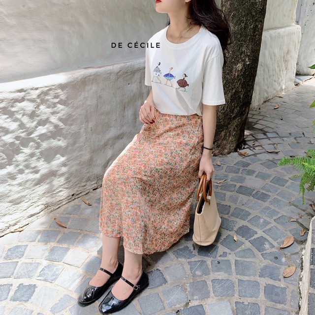 Chân váy Hoa lưng chun