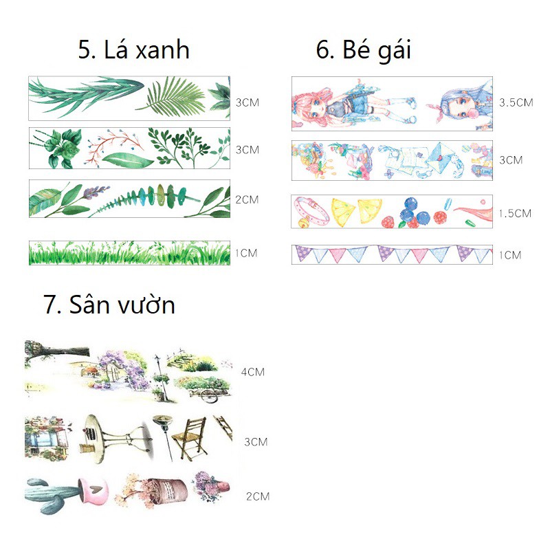 Set băng dính washi tape WT235