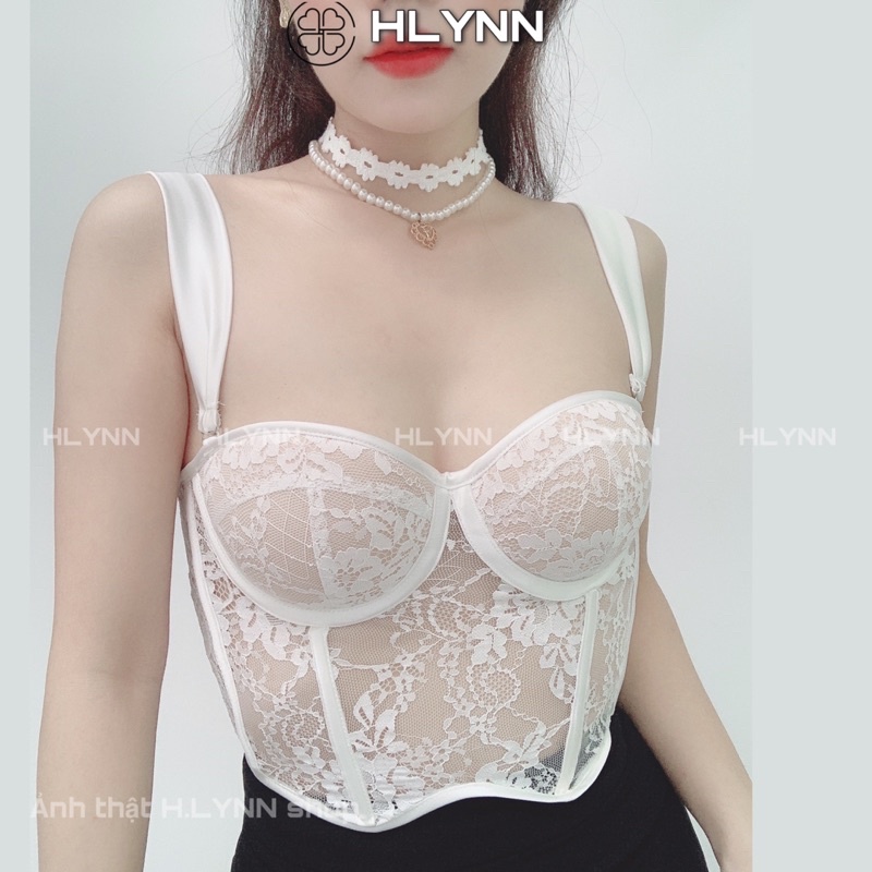 Áo corset ren viền lụa sóng m149