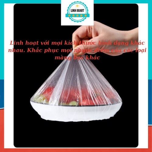 Màng bọc thực phẩm co giãn siêu dai có chun hình túi gấu set 100 chiếc LINH MART