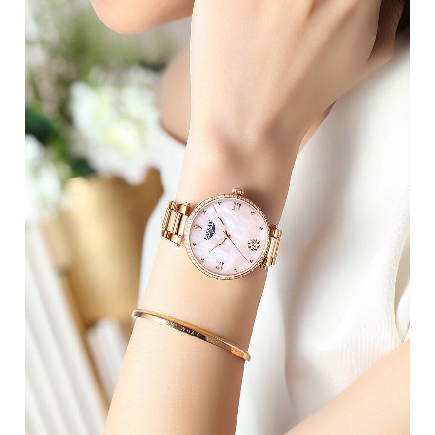 Đồng hồ nữ chính hãng KASSAW K911-2 Kính sapphire ,chống xước,Chống nước ,BH 24 tháng,Máy cơ (Automatic) ,dây kim loại