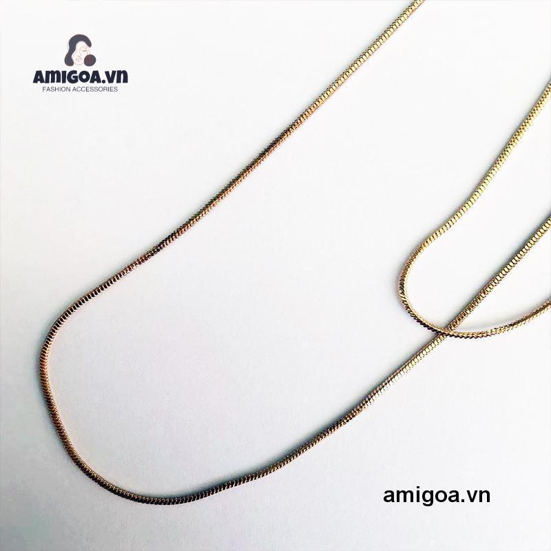Vòng cổ Sợi Mảnh Hai Lớp Mạ Vàng Thiết Kế Hình Rắn Xinh Xắn Cho Nữ