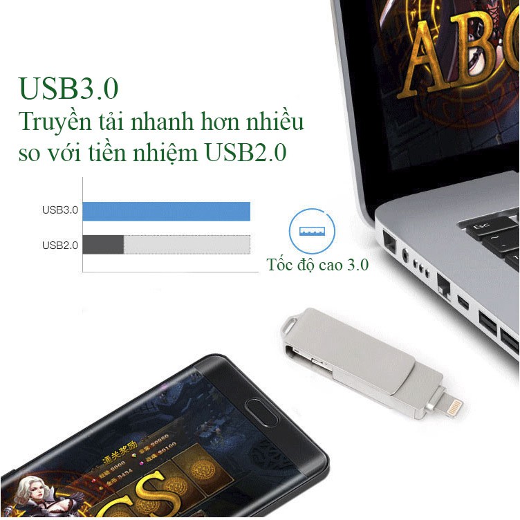 Y Disk chính hãng 3 in 1 USB 3.0 Android IPhone truyền tải siêu nhanh tiện lợi