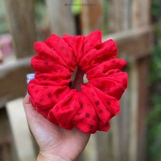 [SALE] Buộc Tóc Scrunchies Voan Phồng Sọc ĐỎ/TRẮNG Size Trung