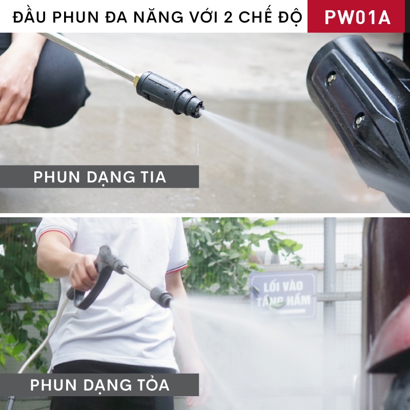 Máy xịt rửa xe cao áp chống giật cho ô tô xe máy FUJIHOME nhập khẩu, máy bơm rửa xe cầm tay tăng áp lực cao cho gia đình