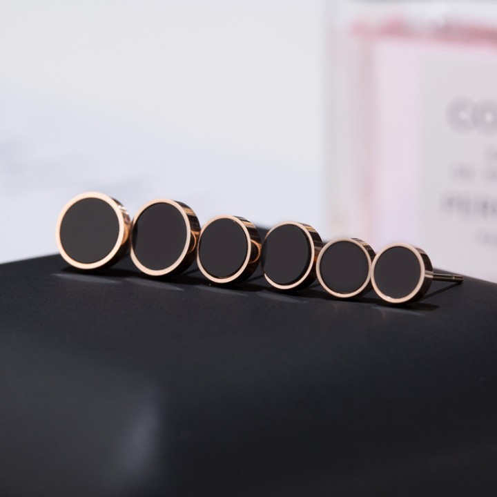 Bộ 3 Đôi Bông Titan Cao Cấp Hình Tròn Màu Đen TT 1586