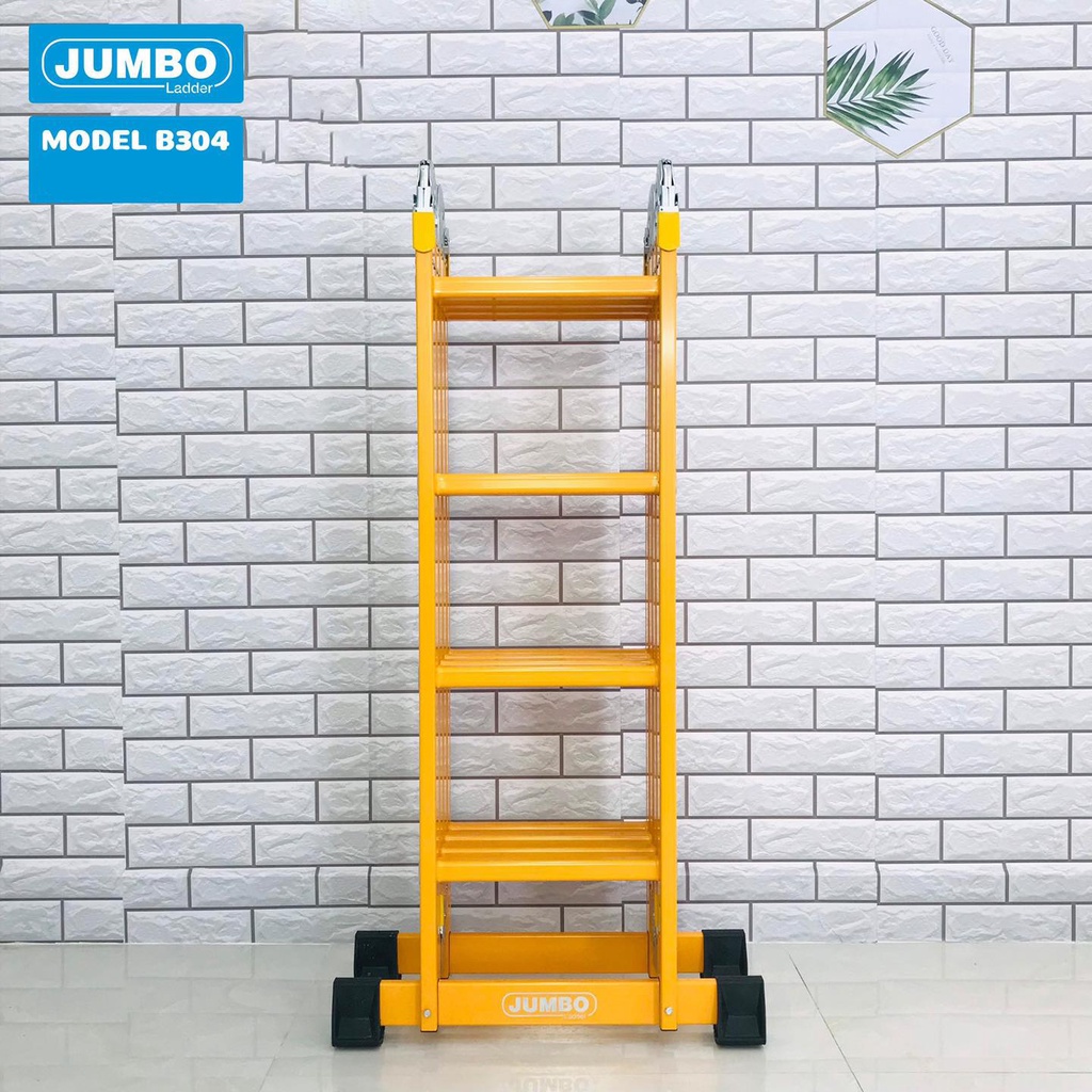 Thang nhôm gấp 4 đoạn sơn tĩnh điện Sumika SKM204 NEW &amp; Jumbo B304 (chữ A cao: 2.3M - chữ I cao: 4.7M) BẢO HÀNH 2 NĂM