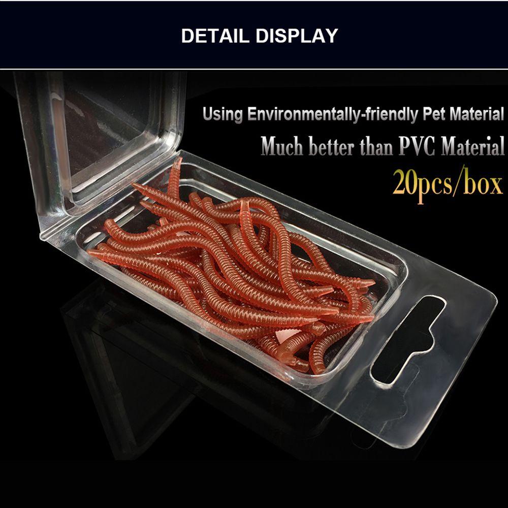 Bộ 20 Mồi Giun Giả Câu Cá Màu Đỏ Mềm Mại