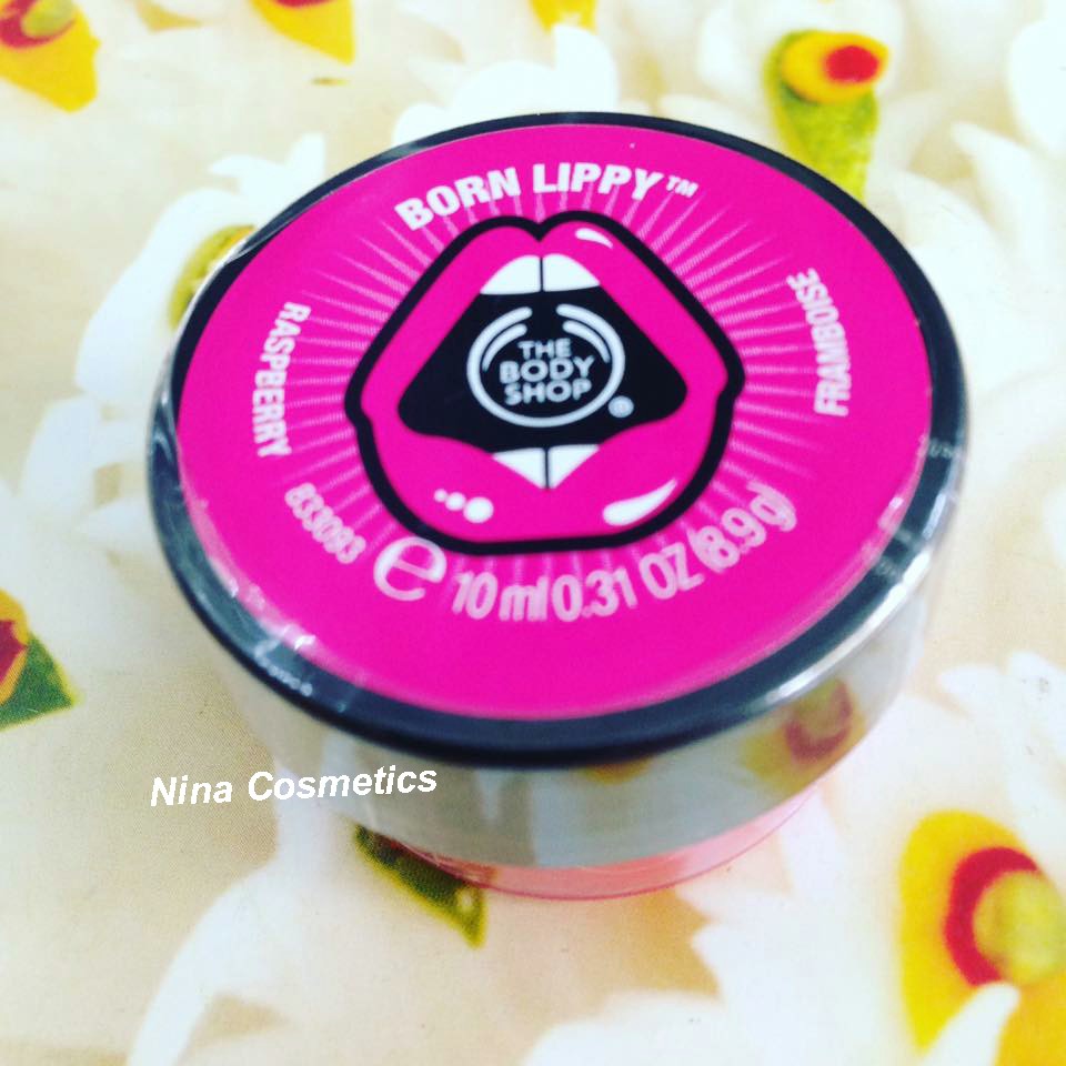 Son dưỡng ánh nhũ The Body Shop Raspberry  Born Lippy lip balm