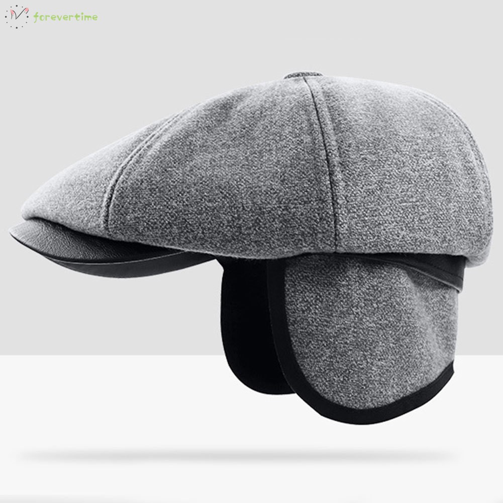 ☞mũ☜ Men Beret Hat Driving Cabbie Peaky Thick Warm Flat Cap Vintage Newsboy Hat