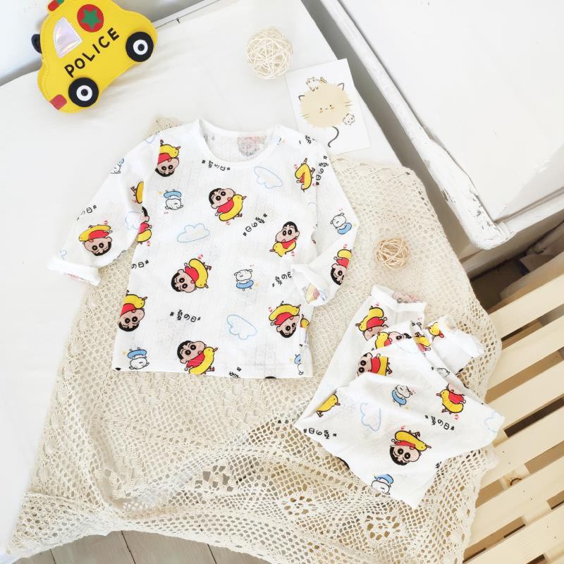 Bộ Dài Tay Chất Cotton Lưới Sợi Tre Cho Bé Trai size 1-7 tuổi, Đồ Bộ Mặc Ngủ Điều Hoà