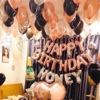 Bộ bóng trang trí sinh nhật cho người yêu tặng kèm chữ Honey