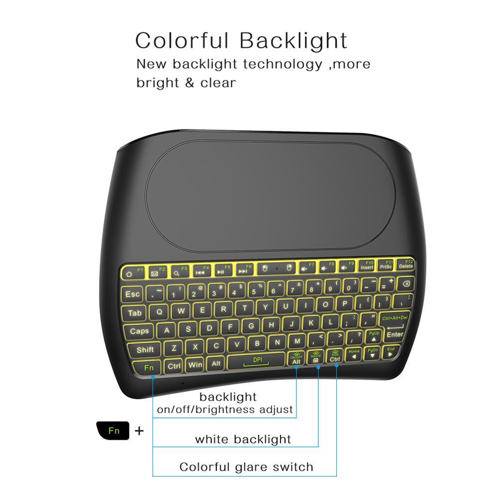 Bàn Phím Mini Không Dây D8 2.4G, Bộ Điều Khiển Touchpad Kèm Đèn Nền | BigBuy360 - bigbuy360.vn