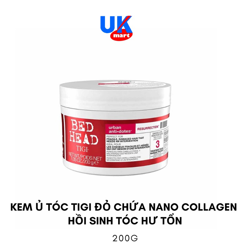 [Mã COSDAY giảm 50k đơn 250k] Kem Ủ Tóc Tigi Đỏ Chứa Nano Collagen Hồi Sinh Tóc Hư Tổn 200g