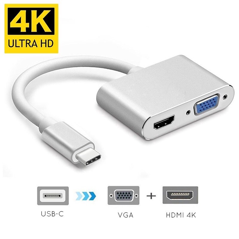 Cáp chuyển đổi USB TypeC 3.0 to HDMI+ VGA